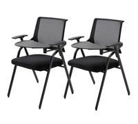 JUSKAQZYI Madera 2pcs Folding Desk Chair Padded Space Saving Metal Frame Rectangular Compact Foldable Chair For Meetings Training School Ligera(Noir)