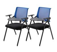 JUSKAQZYI Madera 2pcs Folding Desk Chair Padded Space Saving Metal Frame Rectangular Compact Foldable Chair For Meetings Training School Ligera(BLU)