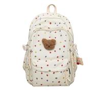JUSKAQZYI mochila escolar Bonita mochila con diseño de oso floral, ideal for estudiantes, for portátil, ideal for viajes diarios portatil(Polka dots)