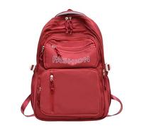 JUSKAQZYI mochila escolar Bonita mochila for secundaria, universidad, grande, estilo preppy, mochila clásica básica de viaje, resistente al agua. portatil(Rot)
