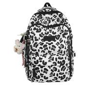 JUSKAQZYI mochila escolar Mochila Con Estampado De Leopardo De Vaca For Estudiantes De Secundaria Y Preparatoria, Liviana Y De Gran Capacidad portatil(Noir)