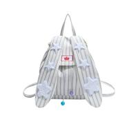 JUSKAQZYI mochila escolar Mochila escolar a rayas con cordón, apliques de estrellas y orejas de conejo, estilo kawaii, de gran capacidad. portatil(Kaki)
