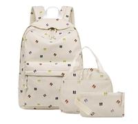 JUSKAQZYI mochila escolar Mochila escolar for adolescentes, niñas y niños, mochilas de pana for primaria y secundaria, mochilas de viaje con lonchera y bolsa for lápices. portatil(Weiß)