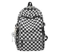 JUSKAQZYI mochila escolar Mochila juvenil de cuadros, bolso de viaje informal for estudiantes universitarios, bolso de ordenador con múltiples bolsillos for hombres y mujeres. portatil(Noir)