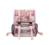 JUSKAQZYI mochila escolar Mochila transparente resistente de PVC de gran capacidad for niños y niñas, ideal for deportes, trabajo, estadios, seguridad, viajes y universidad. portatil(Rose)