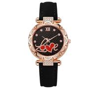 JUSKAQZYI Reloj Casual for Mujer con Correa de Cuero, Reloj de Pulsera analógico de Cuarzo Simple, es un Regalo de Lujo Ligero Adecuado for Novia y Esposa(Noir)