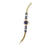 JUSKAQZYI Reloj de Pulsera for Mujer, Paquete de 2, de Moda, Resistente al Agua, de Cuarzo, con Forma de Flor, for Novias y Esposas.(Gold Blue)