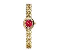 JUSKAQZYI Reloj de Pulsera Ovalado Vintage de Oro for Mujer, Elegante Reloj de Pulsera de Cuarzo Resistente al Agua for Mujer, Perfecto for Uso Diario.(Gold Red)