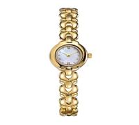 JUSKAQZYI Reloj de Pulsera Ovalado Vintage de Oro for Mujer, Elegante Reloj de Pulsera de Cuarzo Resistente al Agua for Mujer, Perfecto for Uso Diario.(Gold White)