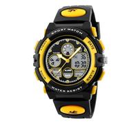 JUSKAQZYI Reloj Deportivo Reloj electrónico de Doble Movimiento, Deportivo, Digital, multifunción, Luminoso, Resistente al Agua, for Hombre. Digital(Geel)