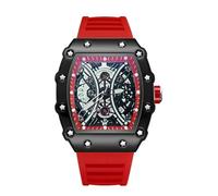 JUSKAQZYI Reloj Deportivo Reloj mecánico Cuadrado Hueco Impermeable for Hombre, Reloj de Pulsera con Correa de Caucho, Luminoso, Resistente al Agua, for Uso Formal e Informal. Digital(Noir,Geel)