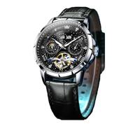 JUSKAQZYI Reloj Deportivo Reloj mecánico Totalmente automático, Resistente al Agua, for Hombre, multifunción, Luminoso, Digital(Black Belt+Black Face)