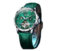 JUSKAQZYI Reloj Deportivo Reloj mecánico Totalmente automático, Resistente al Agua, for Hombre, multifunción, Luminoso, Digital(Green Belt+Green Face)