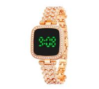 JUSKAQZYI Reloj Digital de Cuarzo electrónico con Diamantes for Mujer, Pulsera de Lujo de Acero Inoxidable, Reloj de Pulsera Digital de Cuarzo, un Regalo de cumpleaños Sencillo.(Rose Gold)