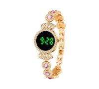 JUSKAQZYI Reloj electrónico de Mujer con Diamantes, Pulsera de Lujo de Acero Inoxidable, Reloj de Pulsera Digital de Cuarzo, un Regalo de cumpleaños Sencillo.(Rose Gold Pink)