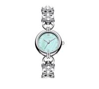 JUSKAQZYI Reloj Elegante de Pulsera de Perlas for Mujer, Reloj de Pulsera Resistente al Agua con Esfera Redonda Delicada de Lujo, joyería de Moda(Silver Green)