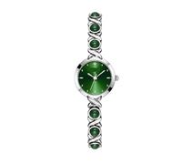 JUSKAQZYI Relojes Elegantes for Mujer, Pulsera de Perlas Vintage, Reloj de Pulsera de Cuarzo Redondo Resistente al Agua y Delicado de Lujo for Mujer(Green Green)