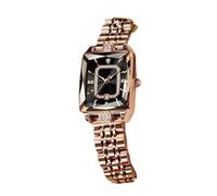 JUSKAQZYI Relojes for Mujer, Acero Inoxidable, Oro Rosa, Diamantes, Cuarzo, Reloj de Pulsera Cuadrado, Resistente al Agua, Fecha, Reloj for Mujer, Regalo for Esposas y niñas.(Noir)