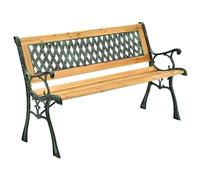 Juskys Banco de jardín Pisa - Banco de Madera de 2 plazas con reposabrazos y Respaldo - Banco Resistente a la Intemperie 122 x 54 x 73 cm - Elementos Laterales de Hierro Fundido