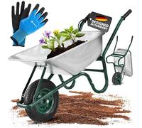 Juskys Carretilla de jardín | 100 litros de Volumen | 210 kg | Neumáticos con llanta metálica | Cubeta galvanizada | Carretilla de jardín Carretilla de Transporte