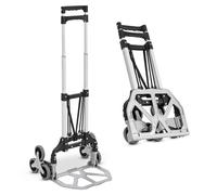 Juskys Carretilla plegable y resistente hasta 80 kg - Mini carro de aluminio para subir escaleras - con guantes y cuerdas de expansión - Escaleras pequeño