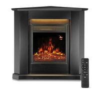 Juskys Chimenea Eléctrica 1000/2000W con Calefacción, Chimenea, Efecto Llama, Mando A Distancia, Iluminación Led Y Temporizador - Chimenea Eléctrica De Rincón (Negro)(96X57X94Cm)