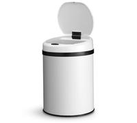 Juskys Cubo de basura automático con sensor de 30 l - Cubo de basura eléctrico, sensor de movimiento, tapa automática, impermeable, anillo de sujeción, cocina - blanco