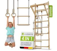 Juskys - Escalera para niños, con barra de tracción, estructura de escalada interior con anillos de gimnasia y escalera de cuerda, pared de escalada para habitación infantil, barra deportiva