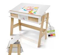 Juskys Escritorio para niños Fietje Plus - Altura ajustable, tablero inclinable, 2 cajones, material robusto y antiarañazos, amplio espacio de almacenamiento