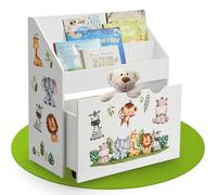 Juskys Estantería Infantil para Libros con 3 estantes y juguetero - Librería de Madera Blanca - 63x30x70 cm APA - Almacenamiento de Libros y Juguetes en la habitación Infantil