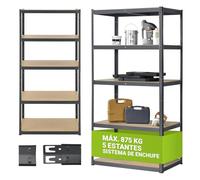 Juskys Estantería para Cargas Pesadas Basic 200x100x60cm (AlxAxP) | 875 kg | 5 estantes | Estantería de almacenaje Estantería metálica con Sistema de Encaje para sótanos Sistema de estanterías (Gris)