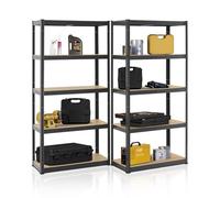 Juskys Juego de 2 estanterías de Almacenamiento Basic de 180x90x40cm (AlxAxP) Cada una | 1750 kg | 10 estantes | Estantería para Cargas Pesadas Estantería metálica para sótanos (Gris)