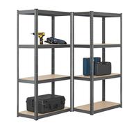 Juskys Juego de 2 estanterías de Almacenamiento Easy 160x80x40cm (AlxAxP) | 640kg de Capacidad de Carga | 8 estantes | Estantería metálica para Cargas Pesadas Estantería de Encaje para sótanos Gris