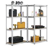 Juskys Juego de 2 estanterías de Almacenamiento Easy 160x80x40cm (AlxAxP) | 640kg de Capacidad de Carga | 8 estantes | Estantería metálica para Cargas Pesadas Estantería para sótanos