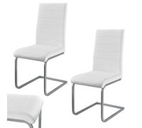 Juskys Juego de 2 sillas oscilantes Vegas - Silla de Comedor con Estructura metálica y Funda de Polipiel - Silla de Cocina Moderna en Color Blanco