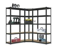 Juskys Juego de 3 estanterías metálicas Easy | 1 estantería esquinera y 2 estanterías de Almacenamiento | 15 estantes de Madera MDF | 2625 kg | Estantería para Cargas Pesadas en Color Gris