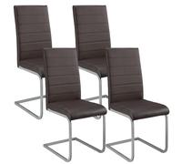 Juskys Juego de 4 sillas oscilantes Vegas - Silla de Comedor con Estructura metálica y Funda de Polipiel - Silla de Cocina Moderna en Color marrón