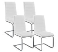 Juskys Juego de 4 sillas oscilantes Vegas - Silla de Comedor con Estructura metálica y Funda de Polipiel - Silla de Cocina Moderna en Color Blanco