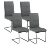 Juskys Juego de 4 sillas oscilantes Vegas - Silla de Comedor con Estructura metálica y Funda de Polipiel - Silla de Cocina Moderna en Color Gris