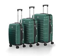 Juskys Maleta rígida con cerradura de combinación, ruedas silenciosas de 360°, mango telescópico, ligero, 4 maletas rígidas, verde, 3 unidades, moderno