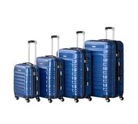Juskys Maleta rígida con cerradura de combinación, ruedas silenciosas de 360°, mango telescópico, ligero, 4 maletas rígidas, azul, 4 piezas, moderno