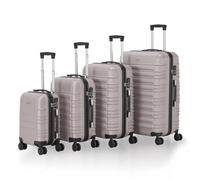 Juskys Maleta rígida de viaje de 4 piezas, cerradura de combinación, ruedas silenciosas de 360°, mango telescópico, ligera, maleta en champán