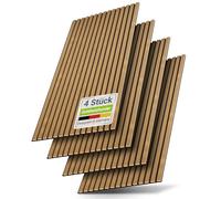 Juskys Paneles acústicos de pared (4 unidades, 2,88 m², 120 x 60 cm, reduce la reverberación y el ruido, roble natural oscuro