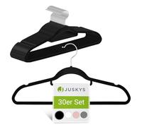 Juskys Perchas de Terciopelo Set de 30 - Perchas Antideslizantes, Delgadas, con Acabado de Terciopelo - Gancho Giratorio - 30 Piezas colgadores Negro