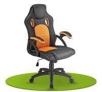 Juskys Silla de Escritorio Racing Montreal en Naranja | Reposabrazos Acolchado y Respaldo ergonómico | Silla de Oficina Silla giratoria Silla Gamer
