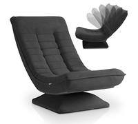 Juskys Sillón de relax Córcega, ergonómico y giratorio 360°, plegable con acolchado de 5 capas, cómodo sillón de pana para salón, color gris