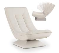 Juskys Sillón de relax Córcega, ergonómico y giratorio 360°, plegable con acolchado de 5 capas, cómodo sillón de pana para salón, color beige