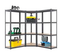Juskys Sistema de 3 estanterías metálicas Easy | 1 estantería esquinera y 2 estanterías de Almacenamiento | 12 estantes de Madera MDF | 960 kg | Estantería para Cargas Pesadas Unión por Encaje | Gris