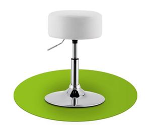 Juskys Taburete Tonia para tocador - Asiento Redondo de 33 cm, Altura Regulable 52-65 cm - Diseño ergonómico Acolchado con Funda de Polipiel Blanca