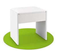 Juskys Tocador con Taburete Melly - Taburete de Madera con cojín Acolchado y Funda de Polipiel - Taburete Moderno y Acolchado de 40 x 30 x 43 cm en Blanco